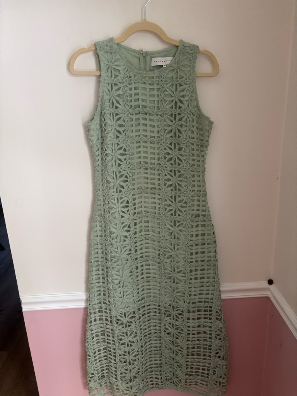 Endless Rose Sage Green Lace Midi Dress
